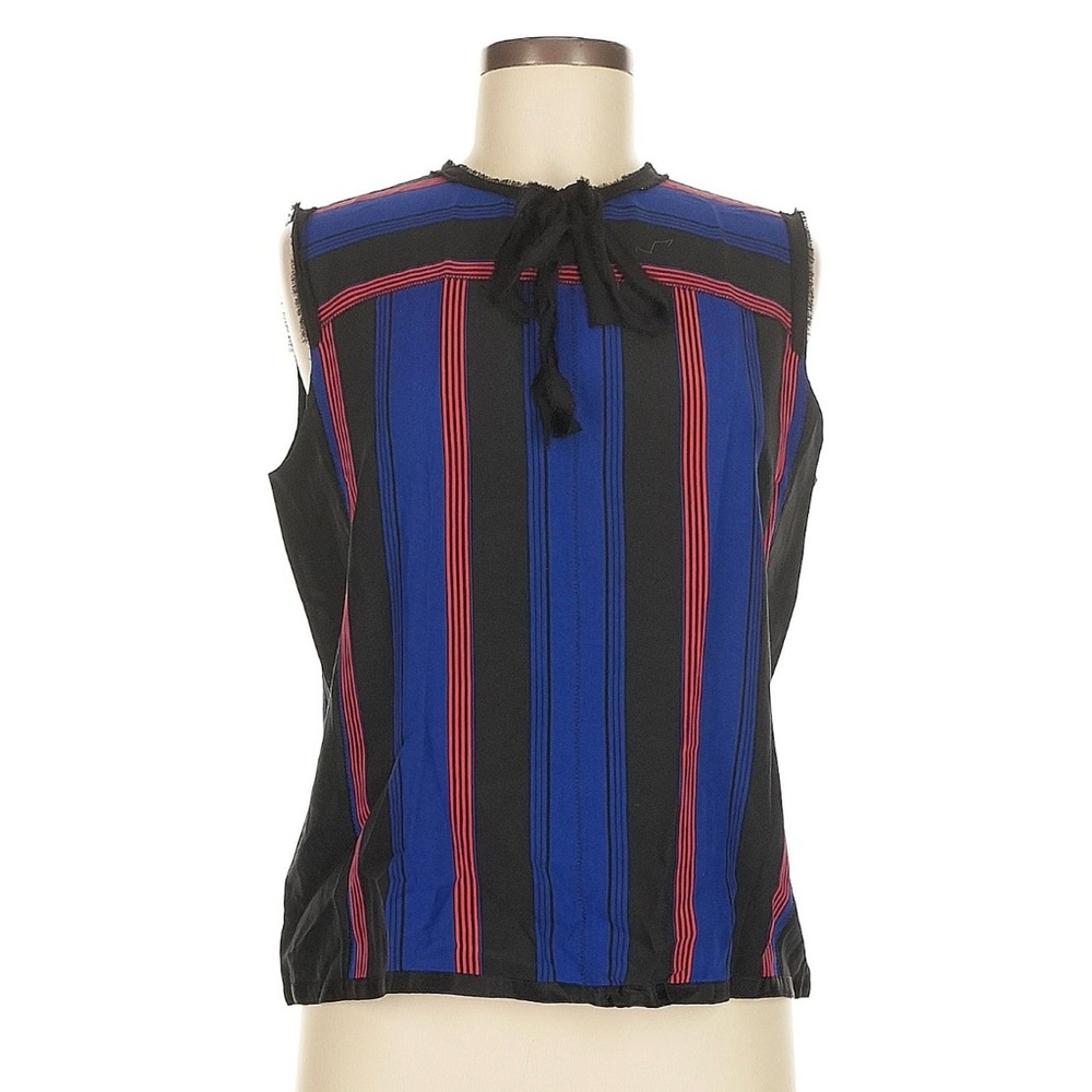 Marc Jacobs Black, Blue & Red Striped Blouse